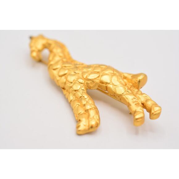 Vintage Large Giraffe Pin Brooch Brushed Gold Chunky Animal Zoo Bold 1980s BinAH - Picture 10 of 12